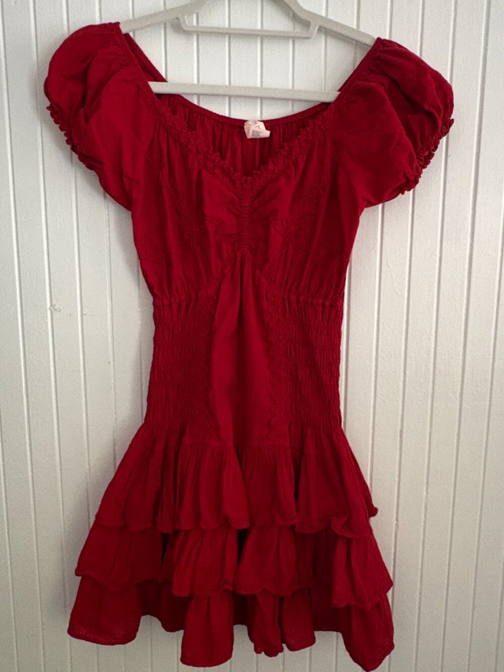 100% Cotton Smocked Peasant Mini Dress
